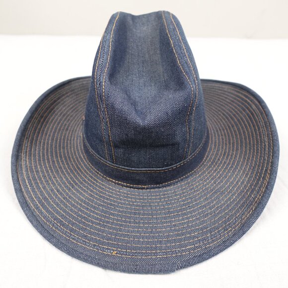 Vintage USA Levi's Denim Rodeo Cowboy Hat Size 7 3/8 Western 1970s - Picture 7 of 10
